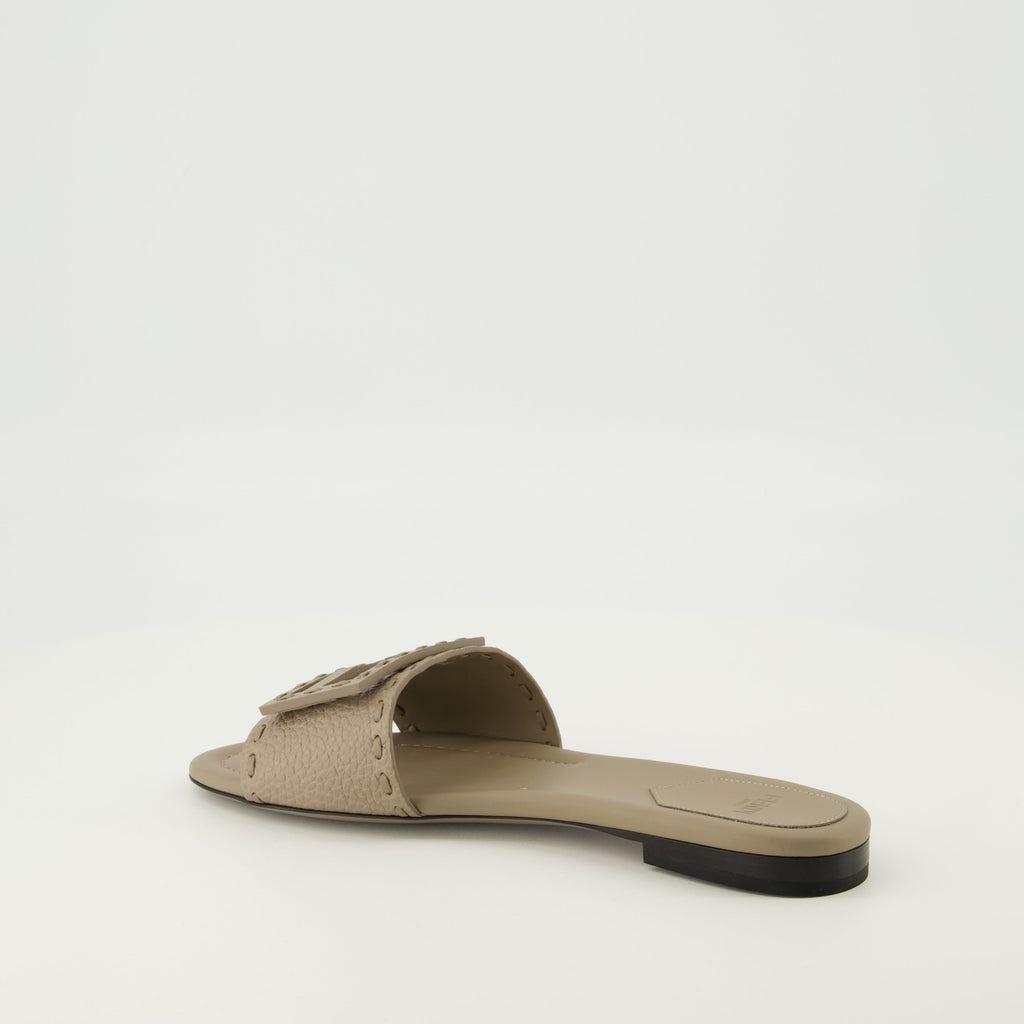 Beige Baguette Mules