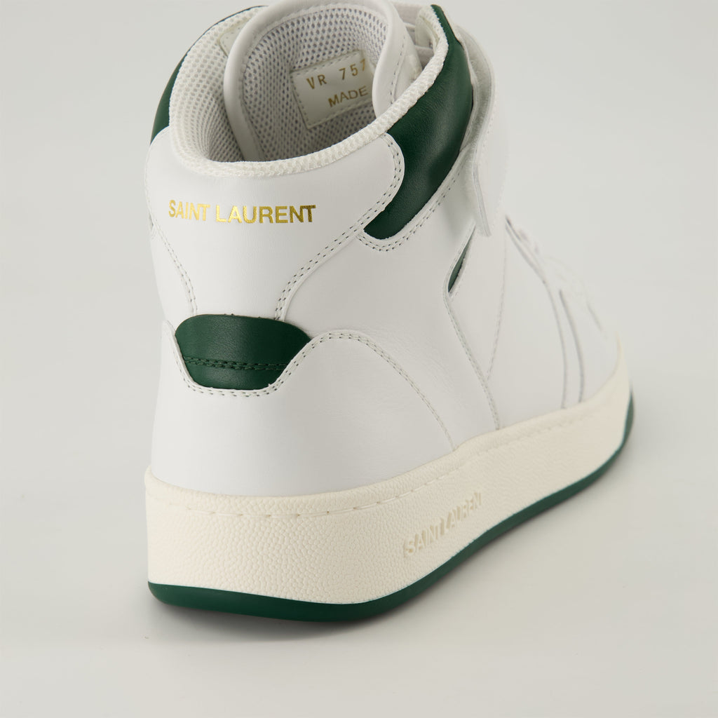 Image of Lax High-Top Sneakers in Leather by Saint Laurent for Men - Season Autumn-Winter 2024 - Back View