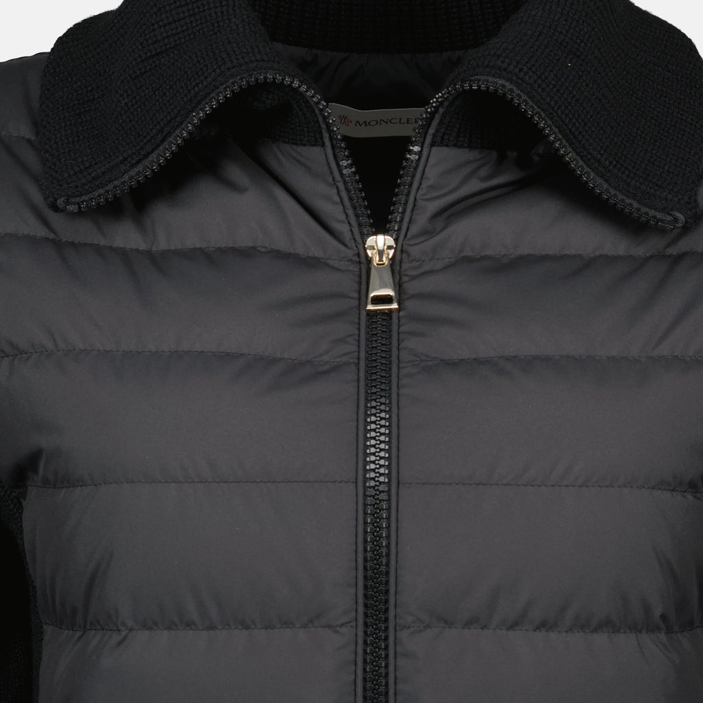 Moncler cardigan, bi-material cardigan, wool polyester blend, Autumn-Winter 2025, elegant women's outerwear