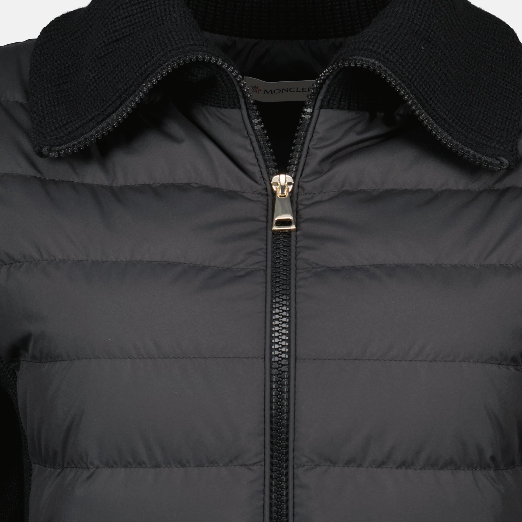 Moncler cardigan, bi-material cardigan, wool polyester blend, Autumn-Winter 2025, elegant women's outerwear