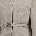 Fendi grey denim jacket, fitted denim jacket, classic collar jacket, Fendi clothing, Spring-Summer 2025 collection