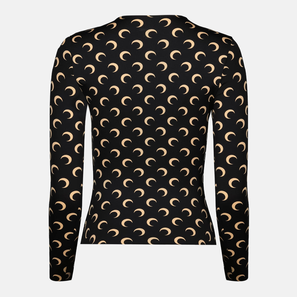 Marine Serre top, moon print top, long sleeve top, body-hugging fit, autumn-winter collection