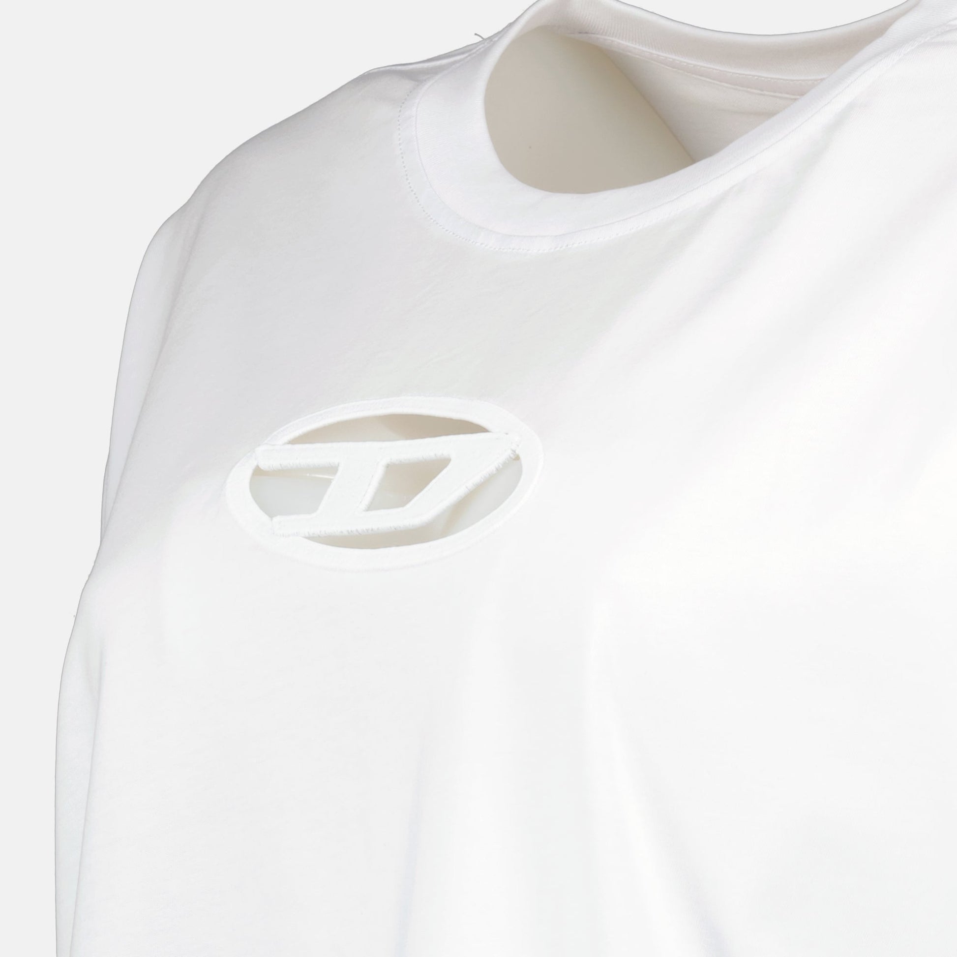 T-shirt crop, Diesel T-shirt, Autumn-Winter 2024, luxury casualwear, white T-shirt