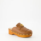 leather clogs, VLogo shoes, luxury footwear, fringe design, Italian fashion
