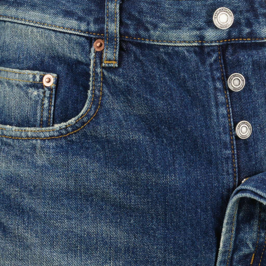 Immagine di jeans in denim a vita alta di Saint Laurent per uomini - Stagione Primavera-Estate 2025 - Dettaglio 5