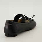 Image of Black Leather Anatomic Ballerinas by Mm6 for Women - Season Autumn-Winter 2024 - Back View