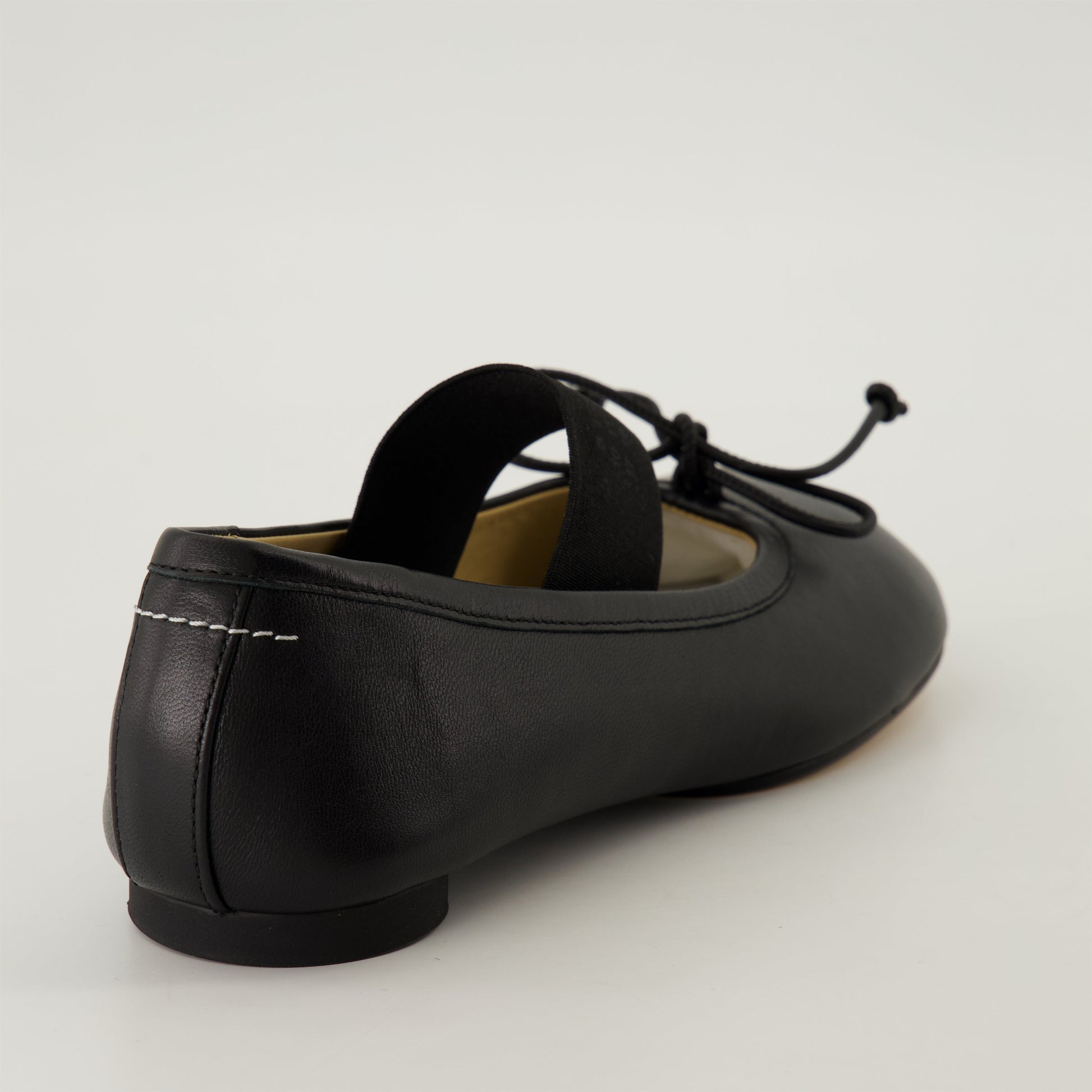 black leather ballerinas, MM6 signature, anatomic design shoes, luxury footwear, elegant women's shoes