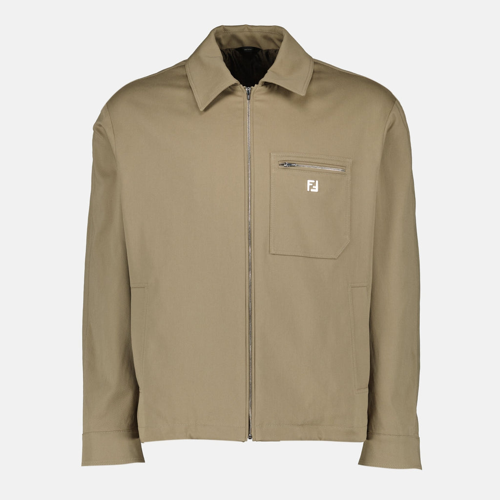 Fendi jacket, beige cotton jacket, men's outerwear, autumn winter fashion, refined details