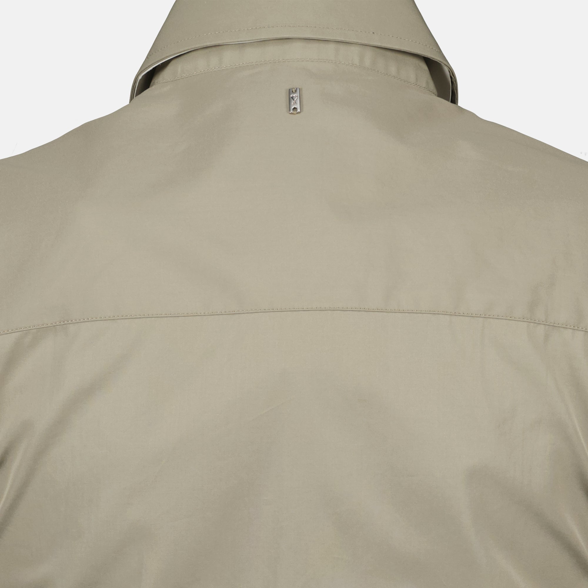 kaki cotton shirt, AMI Paris, pointed collar shirt, fitted shirt, spring-summer collection