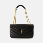 Image de Loulou Medium Noir par Saint Laurent pour femmes - Saison Automne-Hiver 2025 - Vue de face