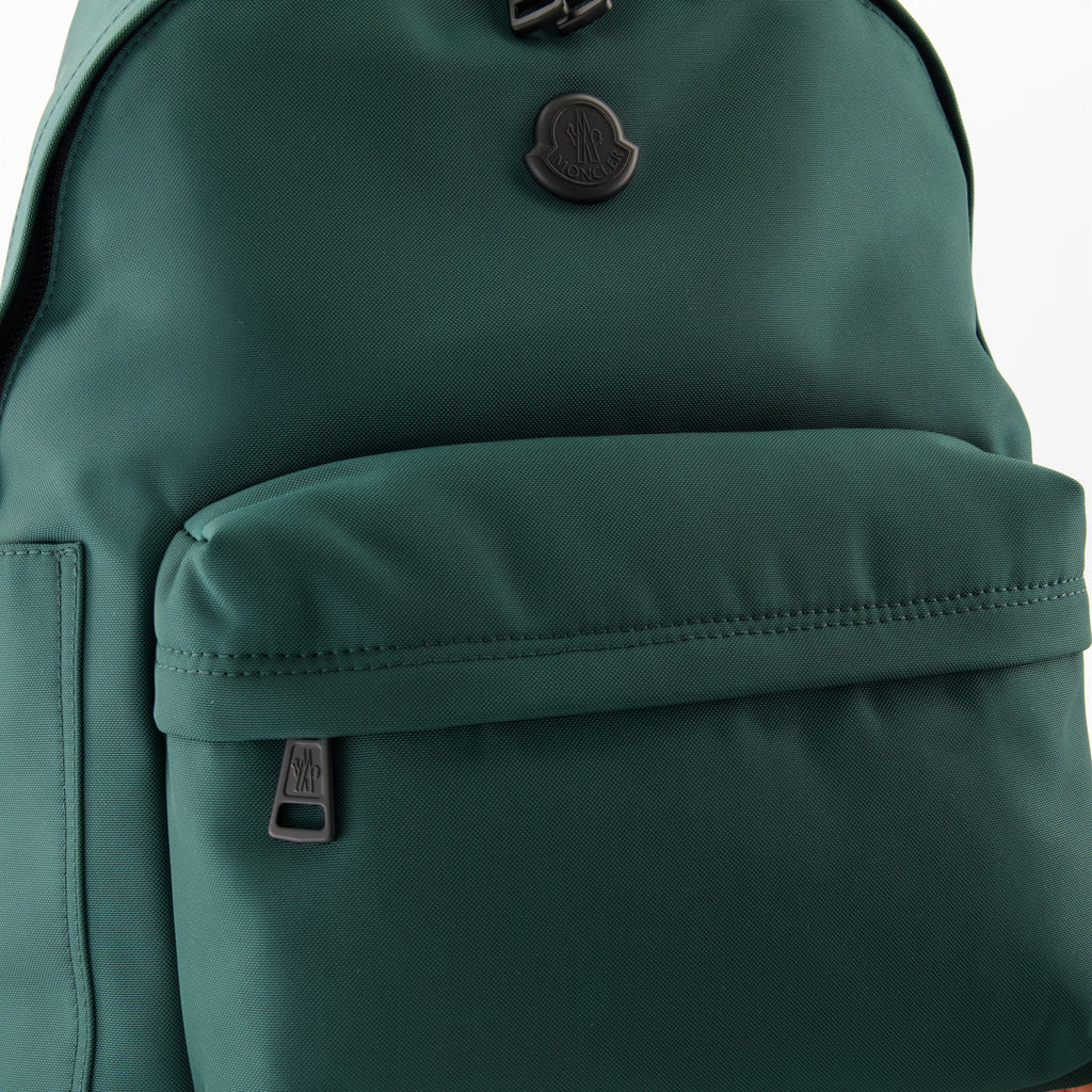 New Pierrick Backpack, Moncler backpack, green nylon backpack, adjustable straps backpack, zippered pockets backpack