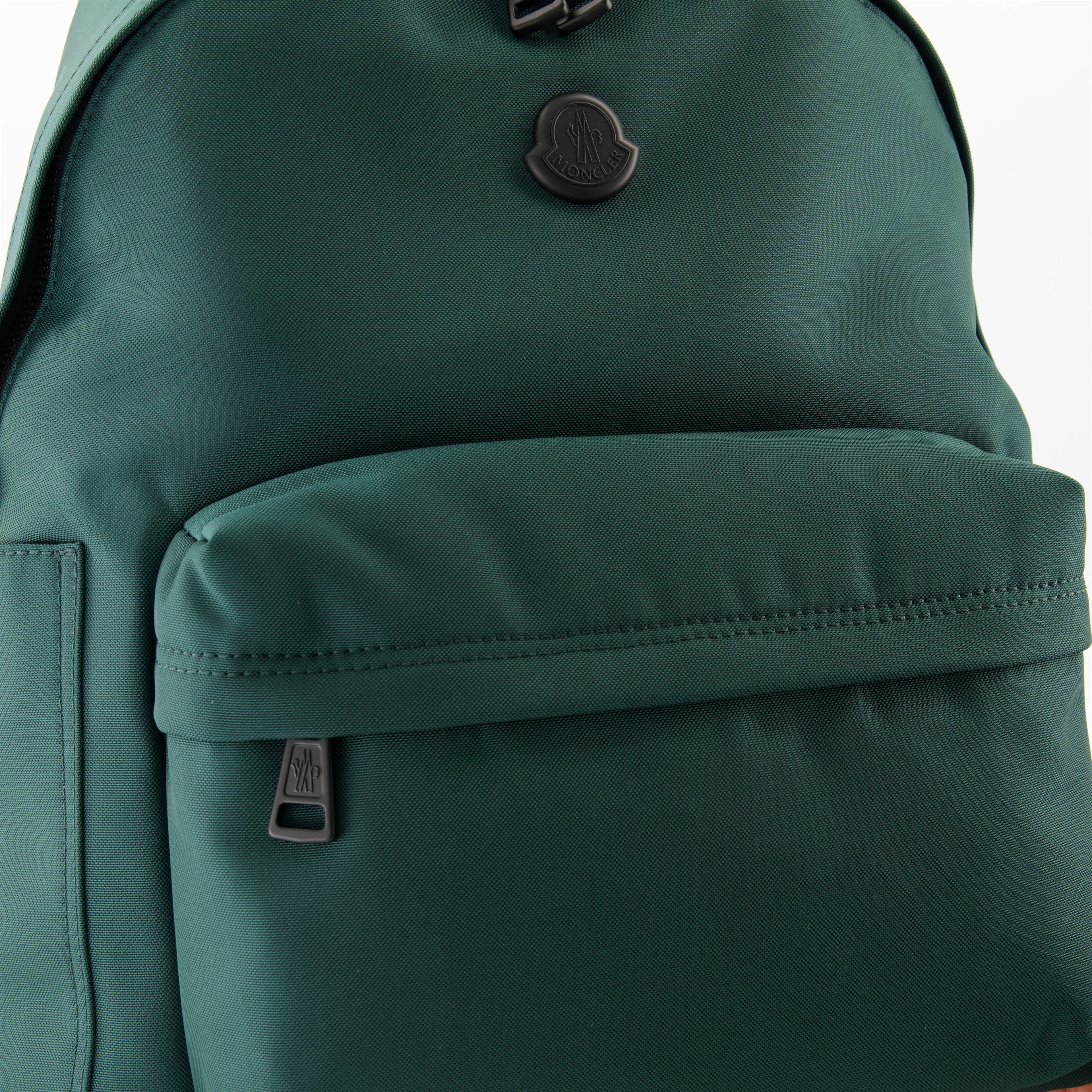 New Pierrick Backpack, Moncler backpack, green nylon backpack, adjustable straps backpack, zippered pockets backpack