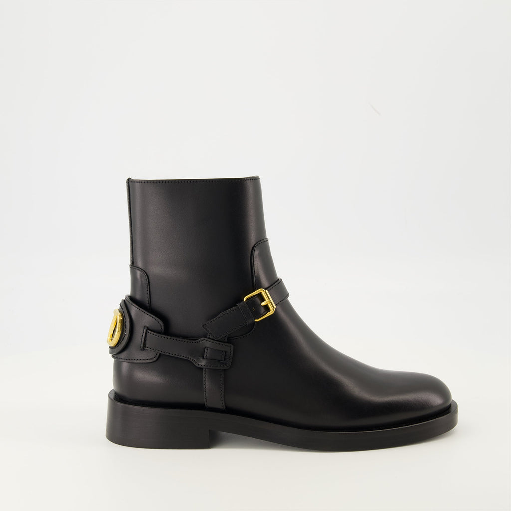 VLogo ankle boots, Valentino Garavani shoes, black leather boots, elegant footwear, designer ankle boots