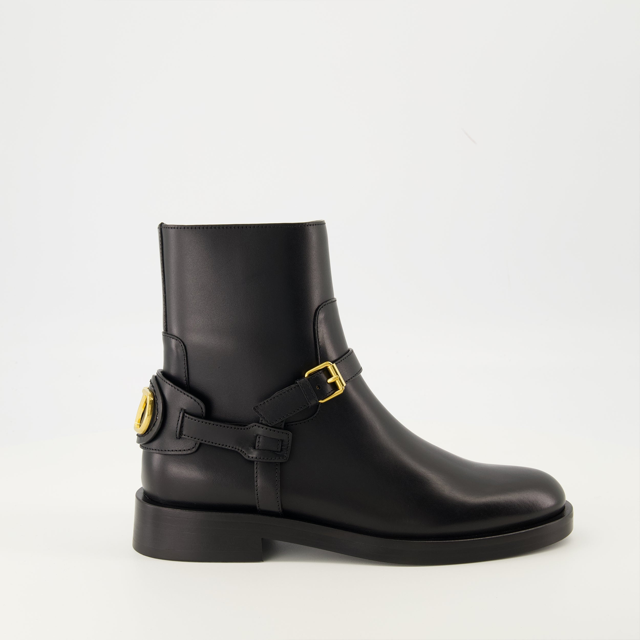 VLogo ankle boots, Valentino Garavani shoes, black leather boots, elegant footwear, designer ankle boots