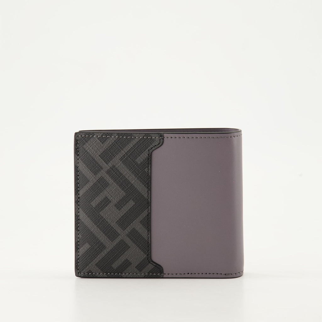 Image of Compact FF Wallet in Gray by Fendi for Men - Season Autumn-Winter 2024 - Back View
