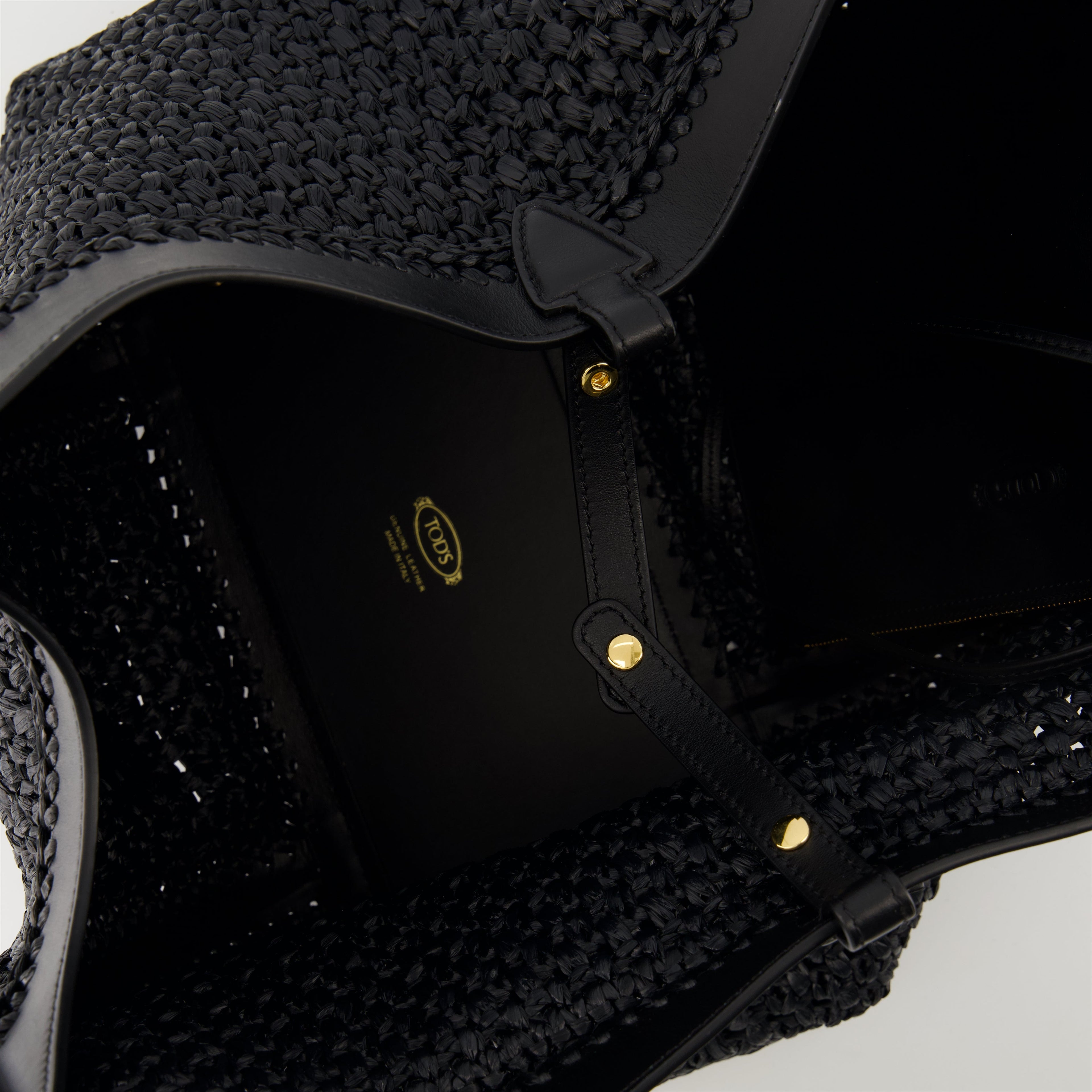 black raffia cabas, T Timeless bag, leather and raffia tote, Tod's accessories, stylish handbags