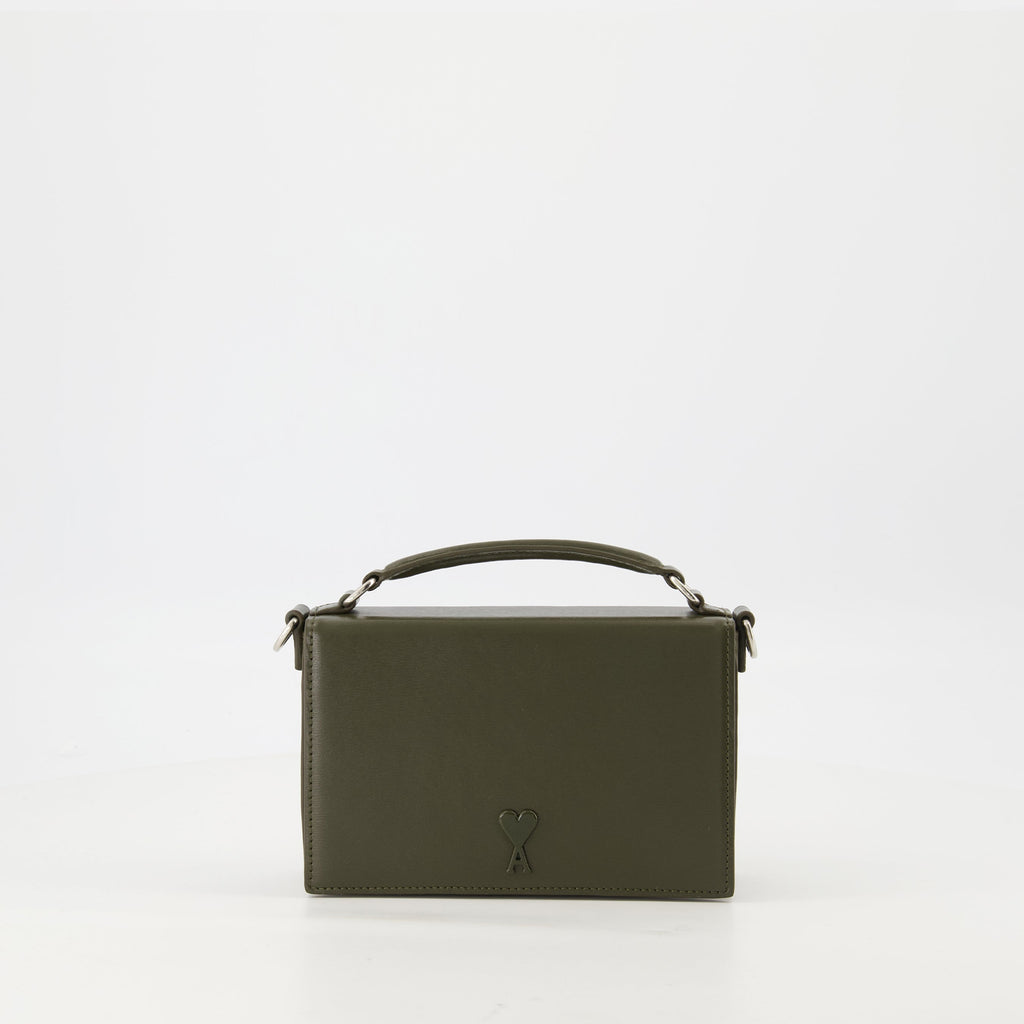 Brown leather bag, AMI Paris lunch bag, unisex leather accessory, stylish lunch bag, Spring-Summer collection