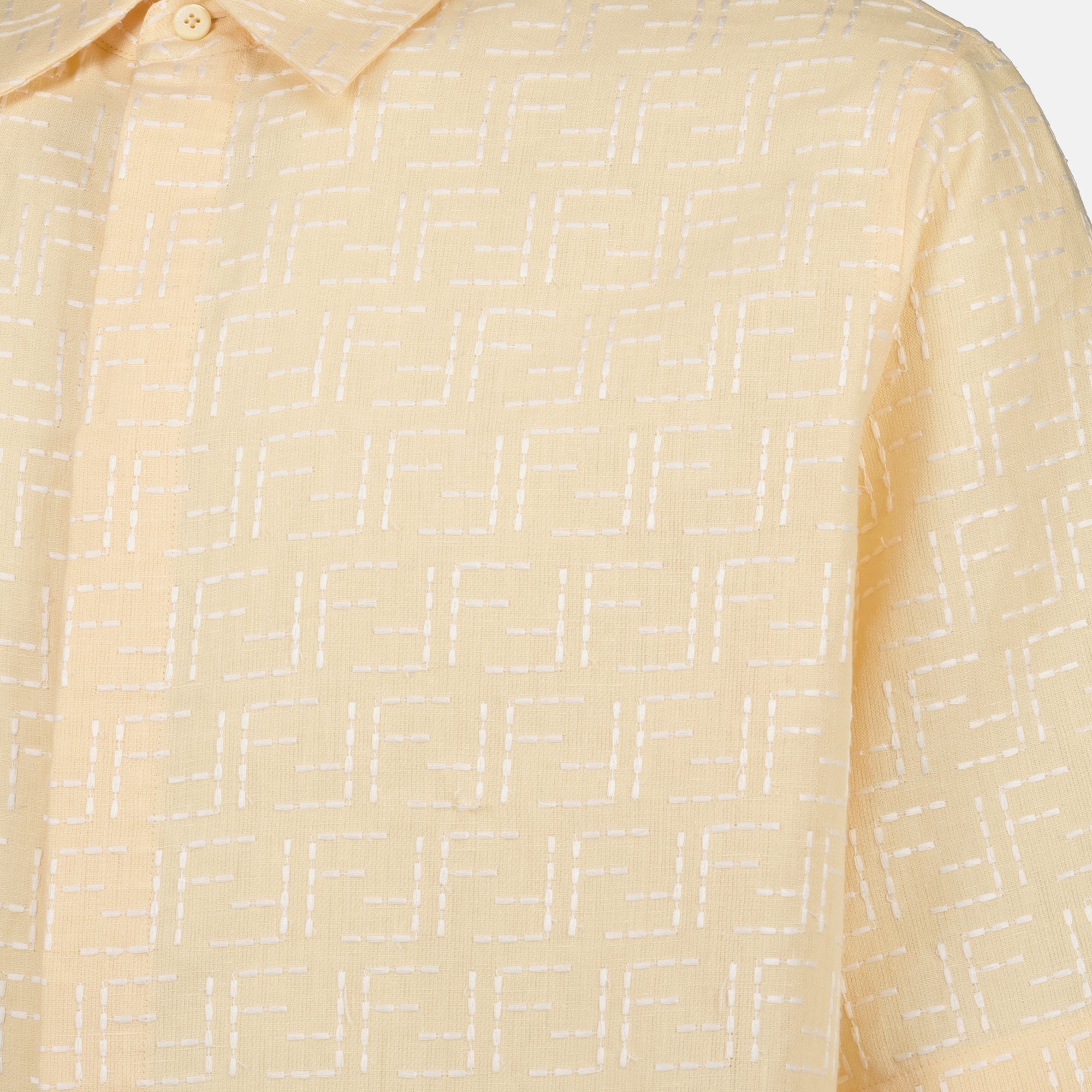 Fendi shirt, yellow linen shirt, jacquard shirt, classic collar shirt, Spring-Summer 2025 collection