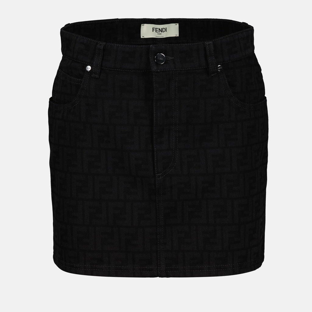 레이저 모티프 데님 미니스커트