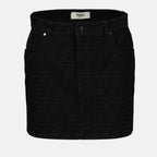 레이저 모티프 데님 미니스커트