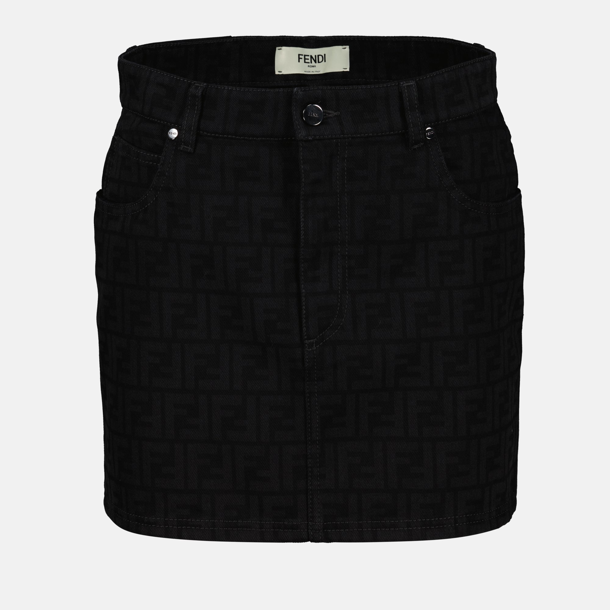 레이저 모티프 데님 미니스커트