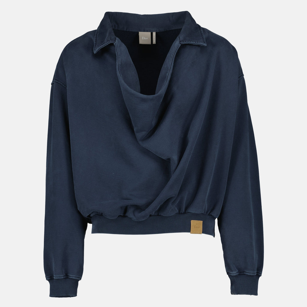 Sweatshirt à col bénitier bleu marine