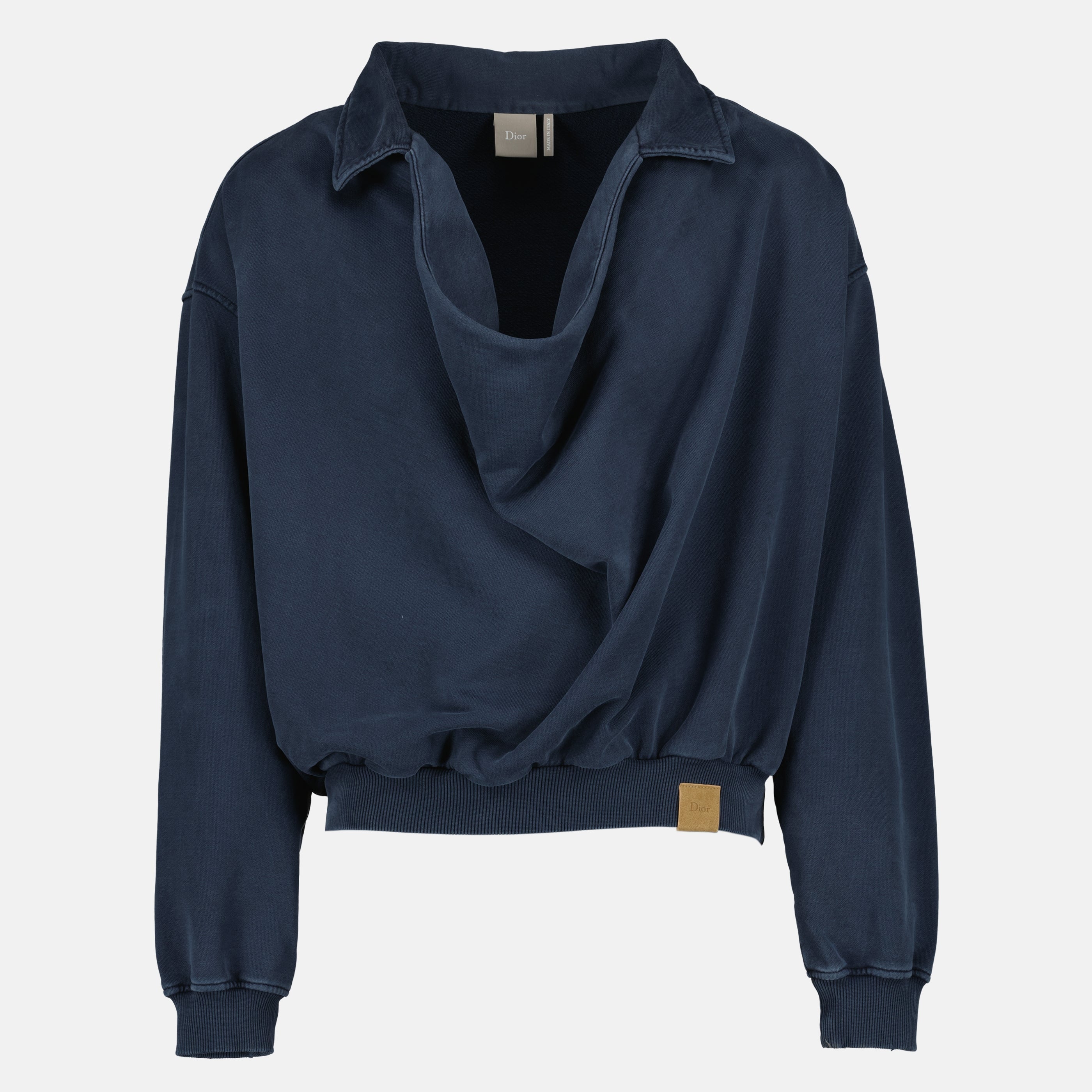 Sweatshirt à col bénitier bleu marine