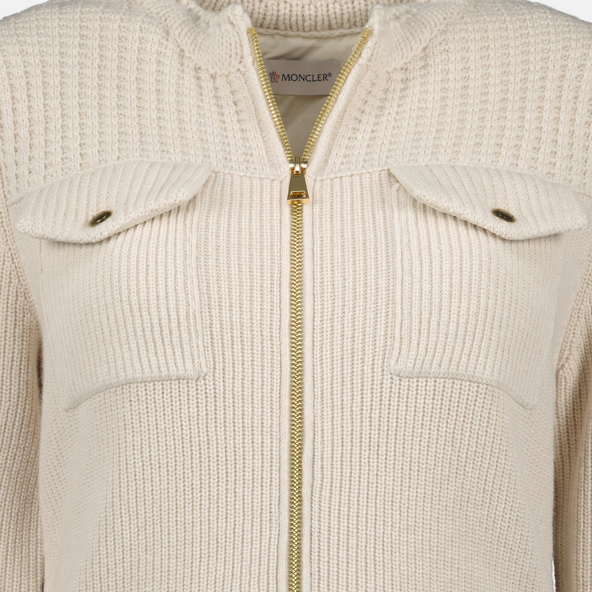 Moncler jacket, wool jacket, Autumn-Winter fashion, bi-material clothing, off-white outerwear