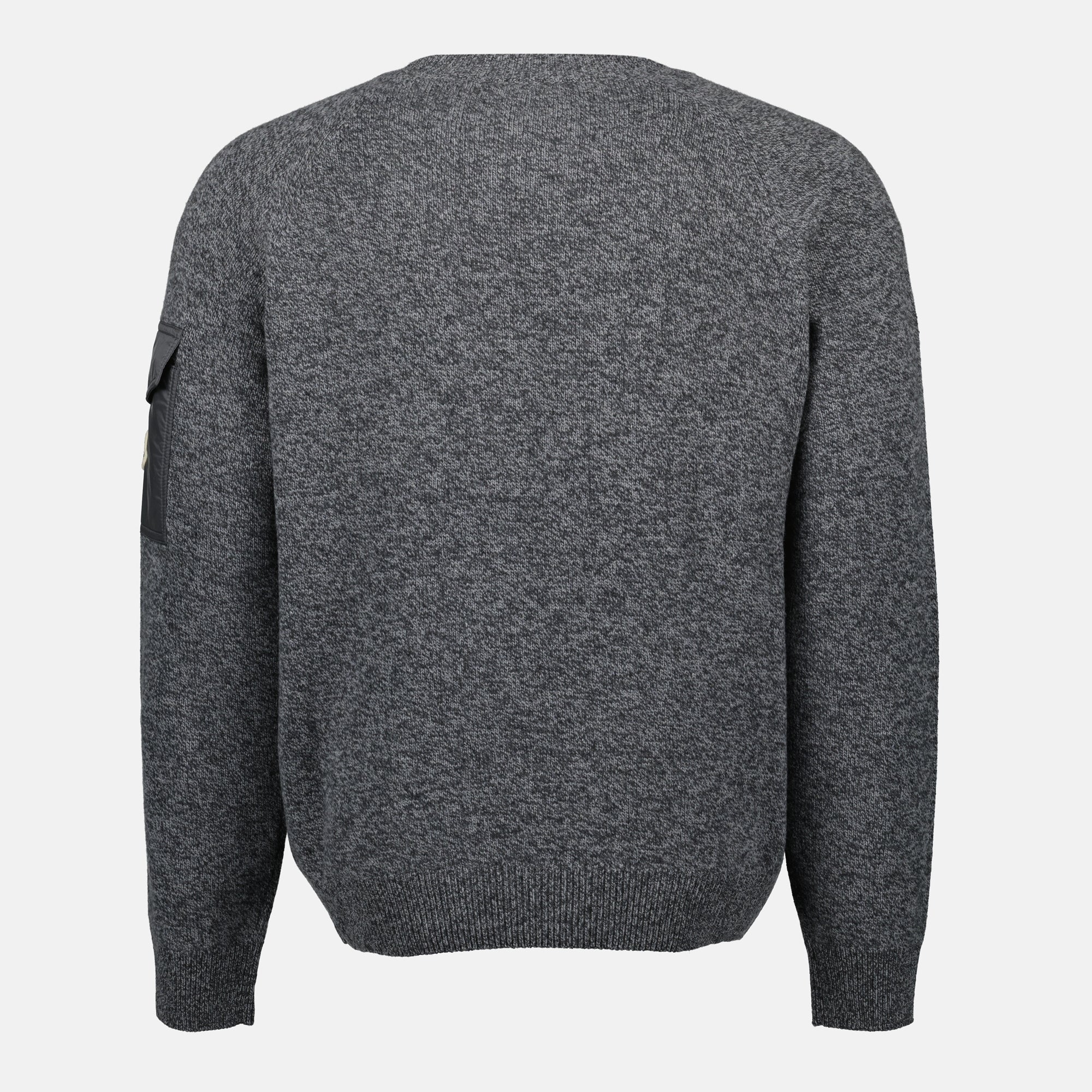 Imagem de um pullover de lã de cashmere cinza da Moncler para Homens - Temporada Outono-Inverno 2025 - Vista Traseira