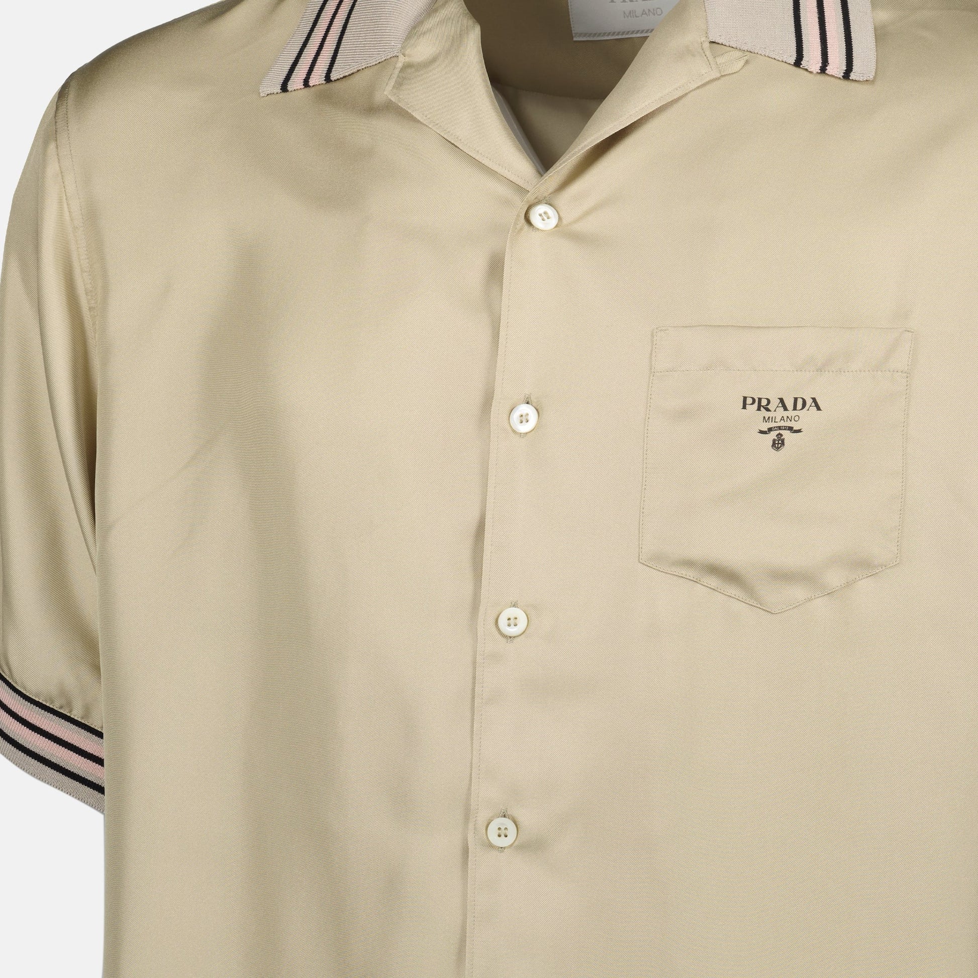 silk shirt, contrast piping, elegant menswear, Spring-Summer 2024, embroidered logo