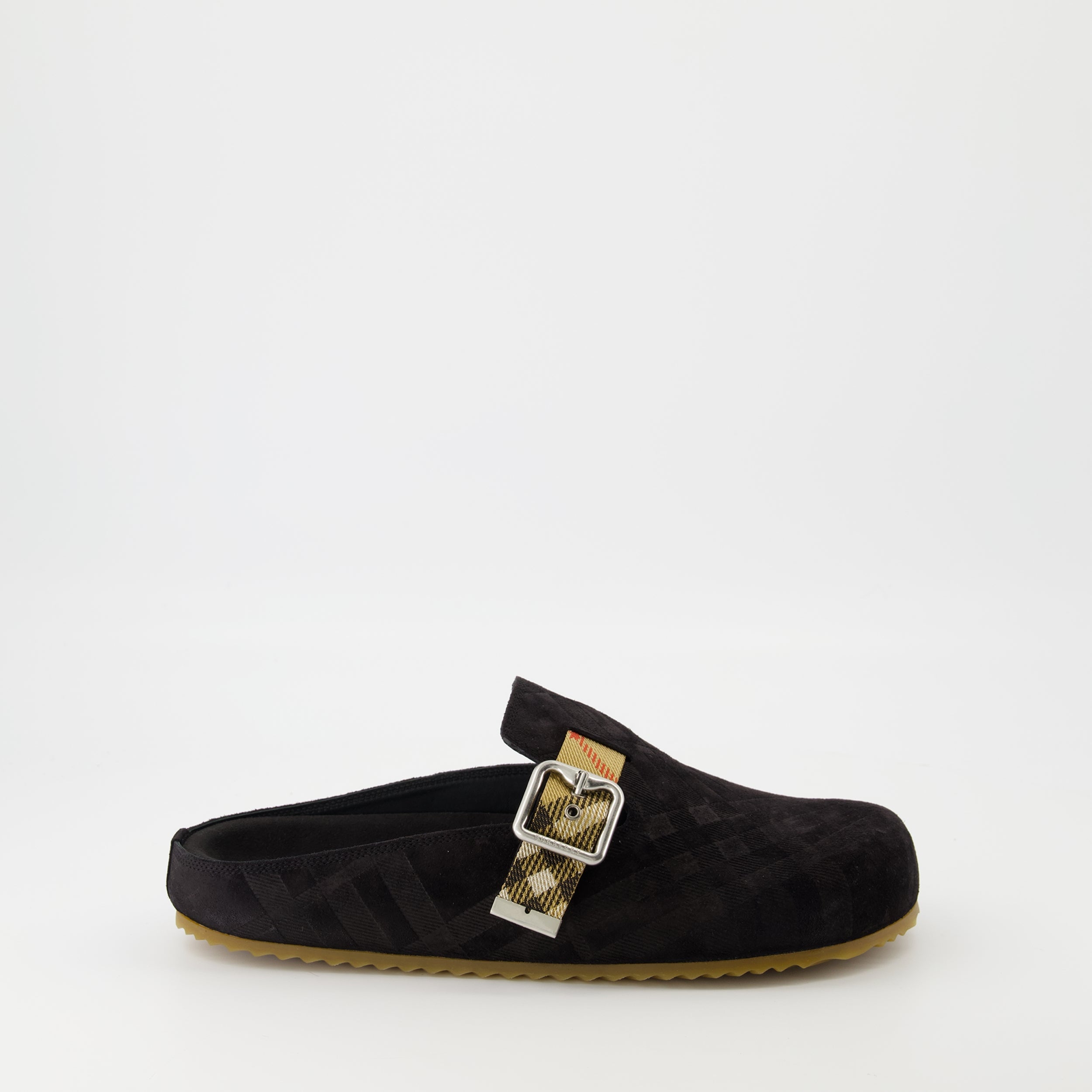 Burberry clogs, velour leather footwear, designer slip-ons, non-slip clogs, premium leather shoes
