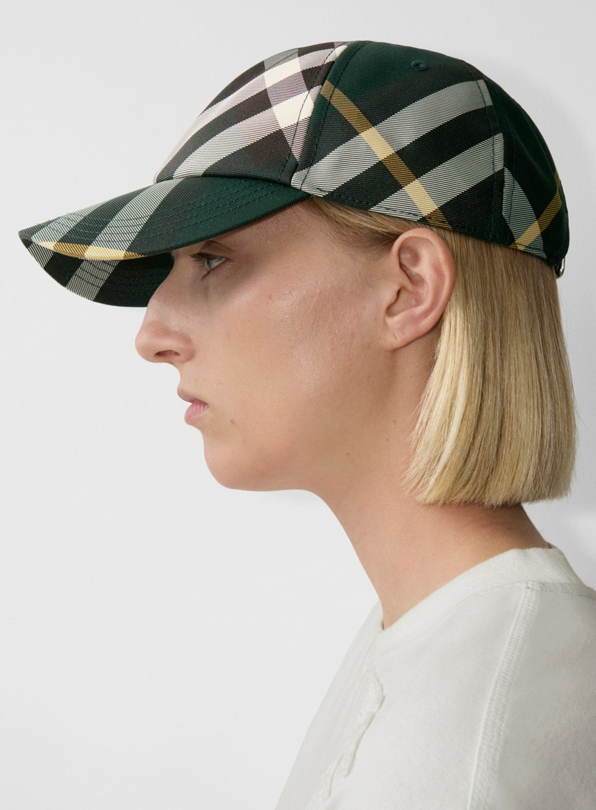 Burberry, Green Checkered Cap, luxury cap, designer accessory, unisex fashion