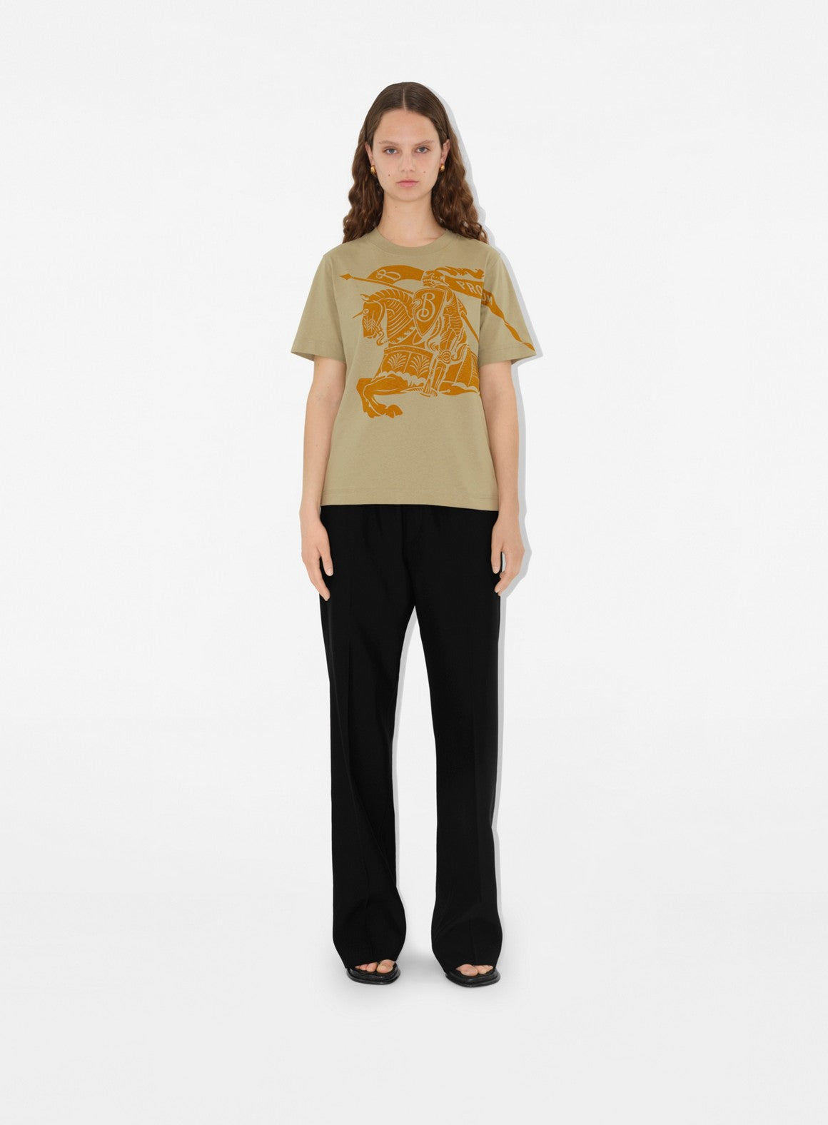 Burberry Yellow T-shirt, Cavalier EKD Print, Luxury Cotton T-shirt, Autumn-Winter 2024 Fashion, High-End Ready-to-Wear