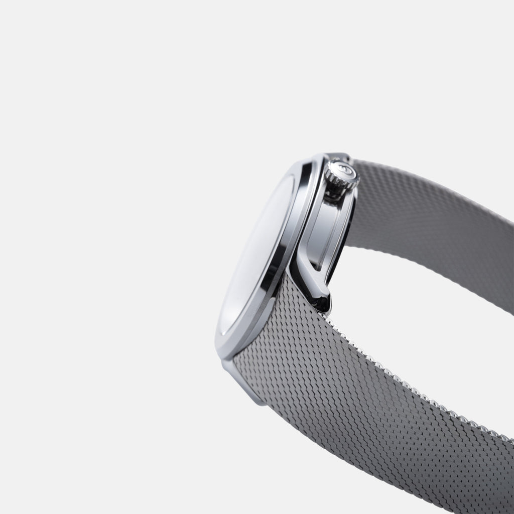 Ecce Vesperal Watch, Beaubleu, stainless steel watch, adjustable watch, brushed dial watch