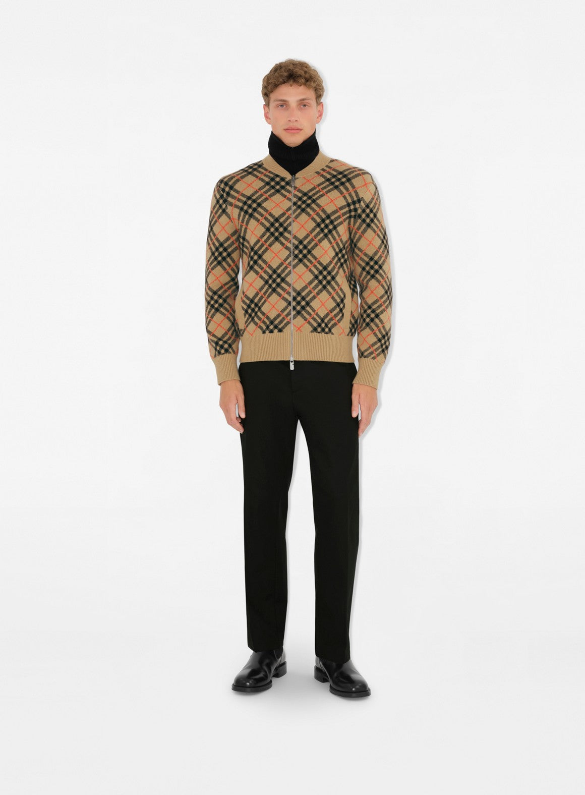 cashmere bomber jacket, Burberry check pattern, autumn-winter outerwear, men's luxury fashion, designer jackets