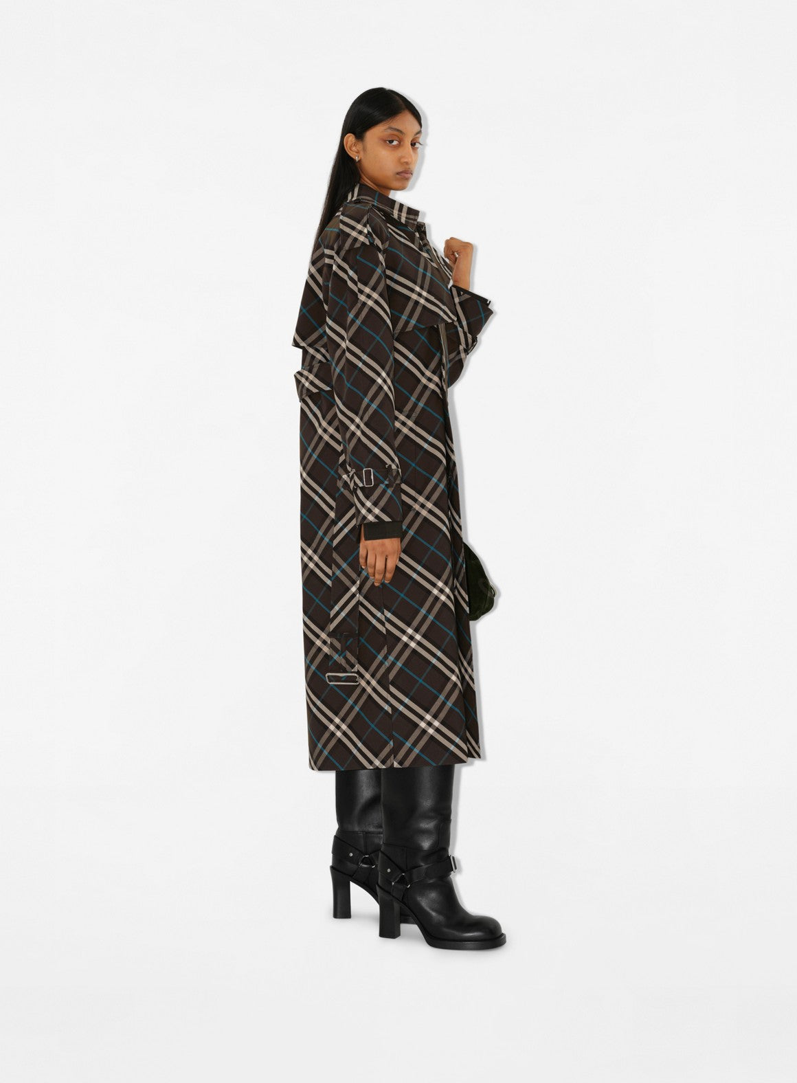 Burberry trench coat, luxury outerwear, checkered trench coat, Autumn-Winter fashion, exclusive designer coat