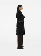 mid-length black jacket, nylon quilted jacket, Burberry Autumn-Winter 2024, polyester wool blend, long sleeve jacket