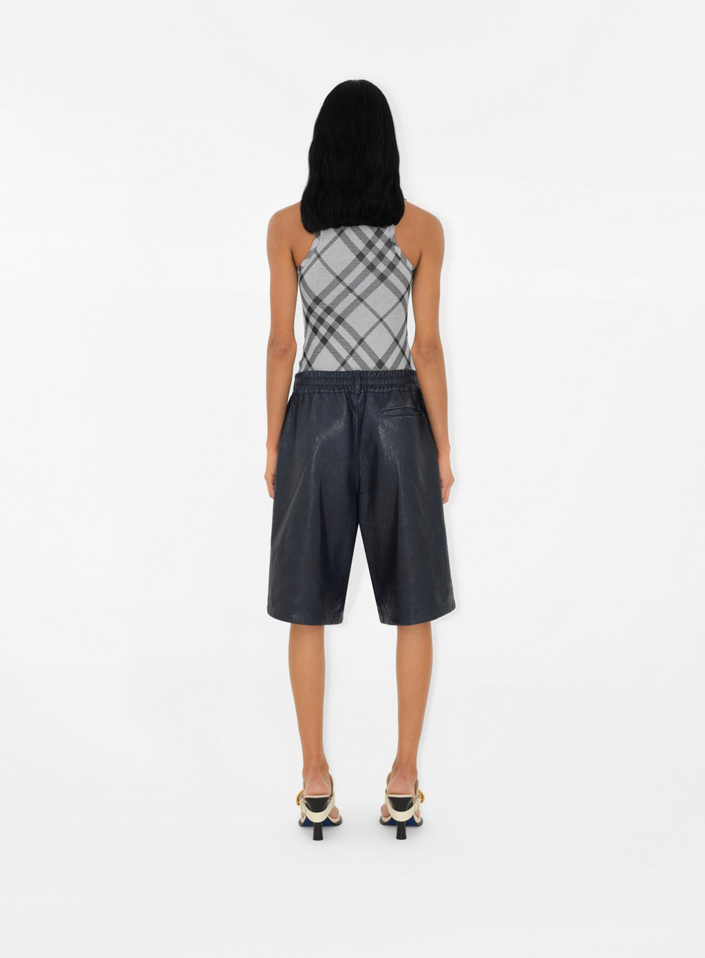 Gray Checkered Tank Top, Burberry Spring-Summer 2024, Luxury Women's Top, Vintage Checkered Tank, High-End Designer Wear