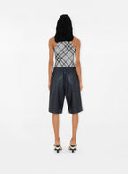 Gray Checkered Tank Top, Burberry Spring-Summer 2024, Luxury Women's Top, Vintage Checkered Tank, High-End Designer Wear