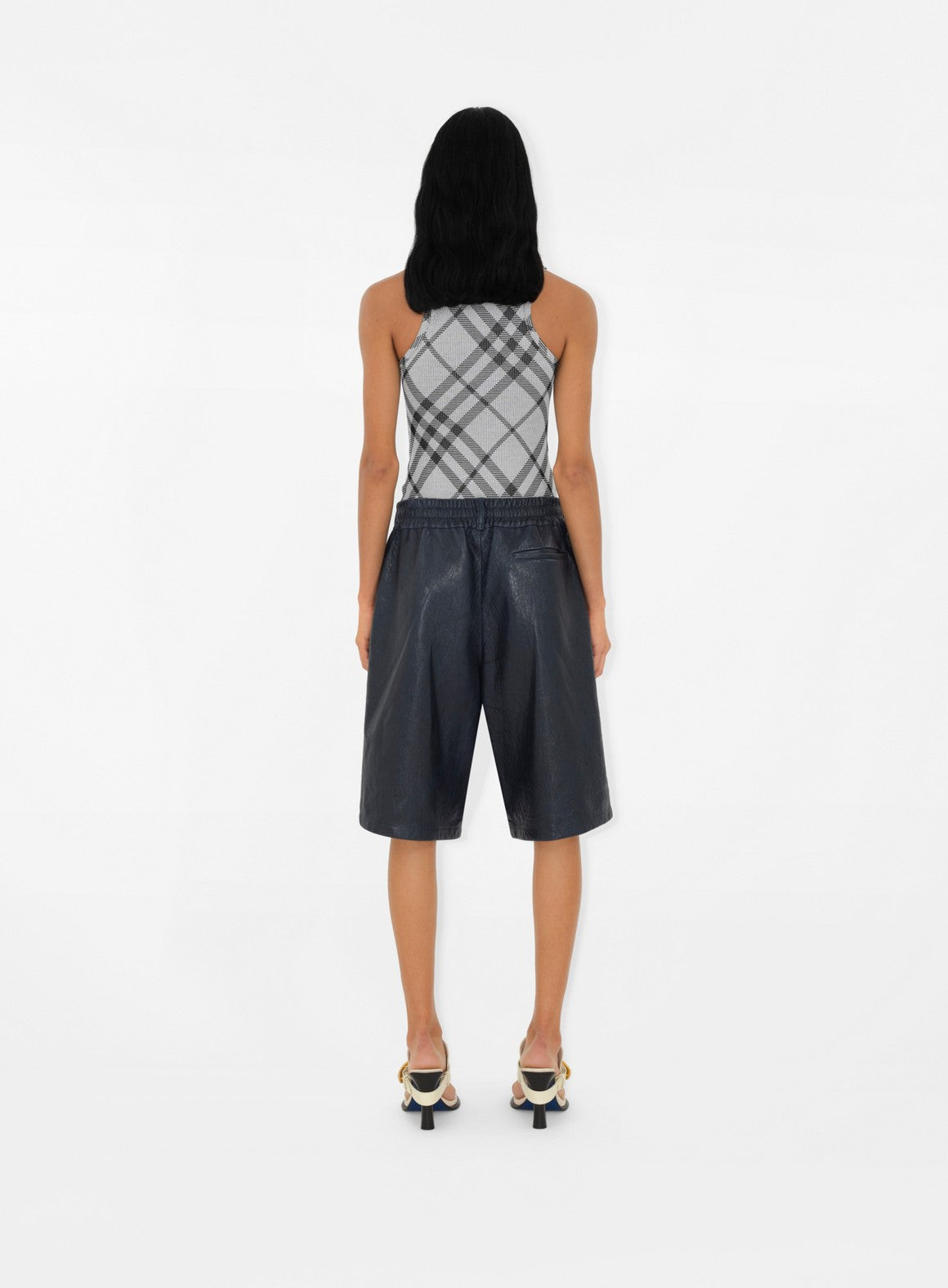 Gray Checkered Tank Top, Burberry Spring-Summer 2024, Luxury Women's Top, Vintage Checkered Tank, High-End Designer Wear