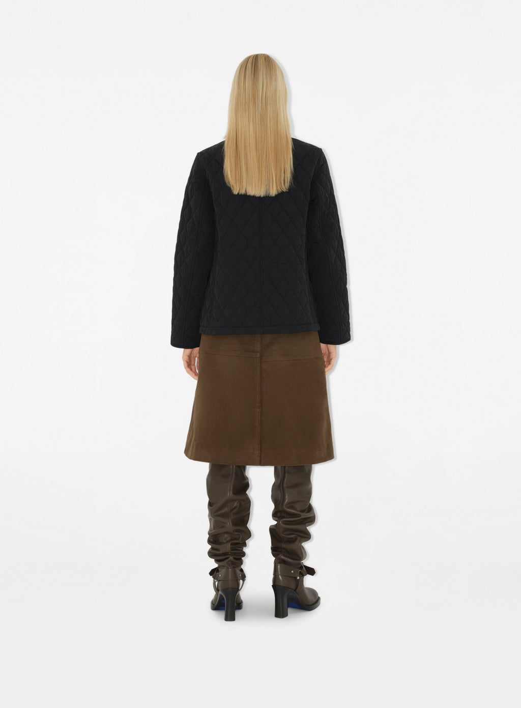 quilted jacket, velvet collar, black outerwear, fall-winter fashion, modern elegance