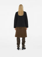 quilted jacket, velvet collar, black outerwear, fall-winter fashion, modern elegance