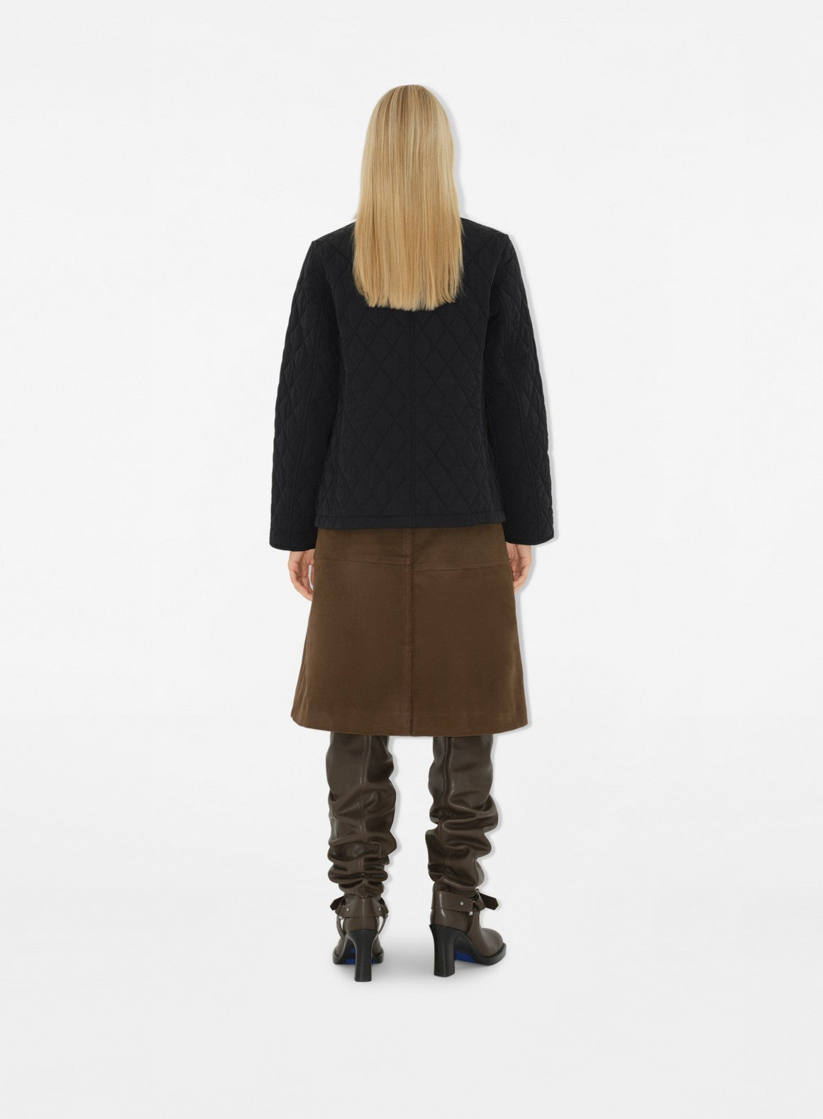 quilted jacket, velvet collar, black outerwear, fall-winter fashion, modern elegance