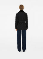 Burberry women's jacket, black quilted jacket, luxury outerwear, women's nylon jacket, elegant winter wear