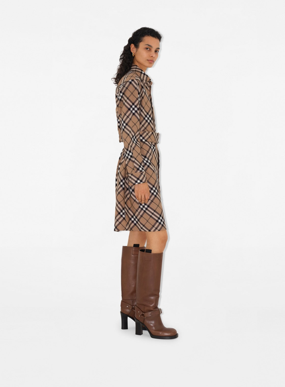 Burberry Check Wool Blend Chemisier Dress Burberry Check Wool Blend Chemisier Dress