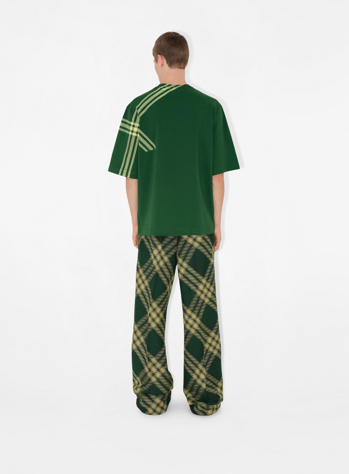 luxury T-shirt, Burberry graphic tee, green designer shirt, high-end casual wear, elegant men's fashion