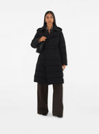 mid-length black jacket, nylon quilted jacket, Burberry Autumn-Winter 2024, polyester wool blend, long sleeve jacket