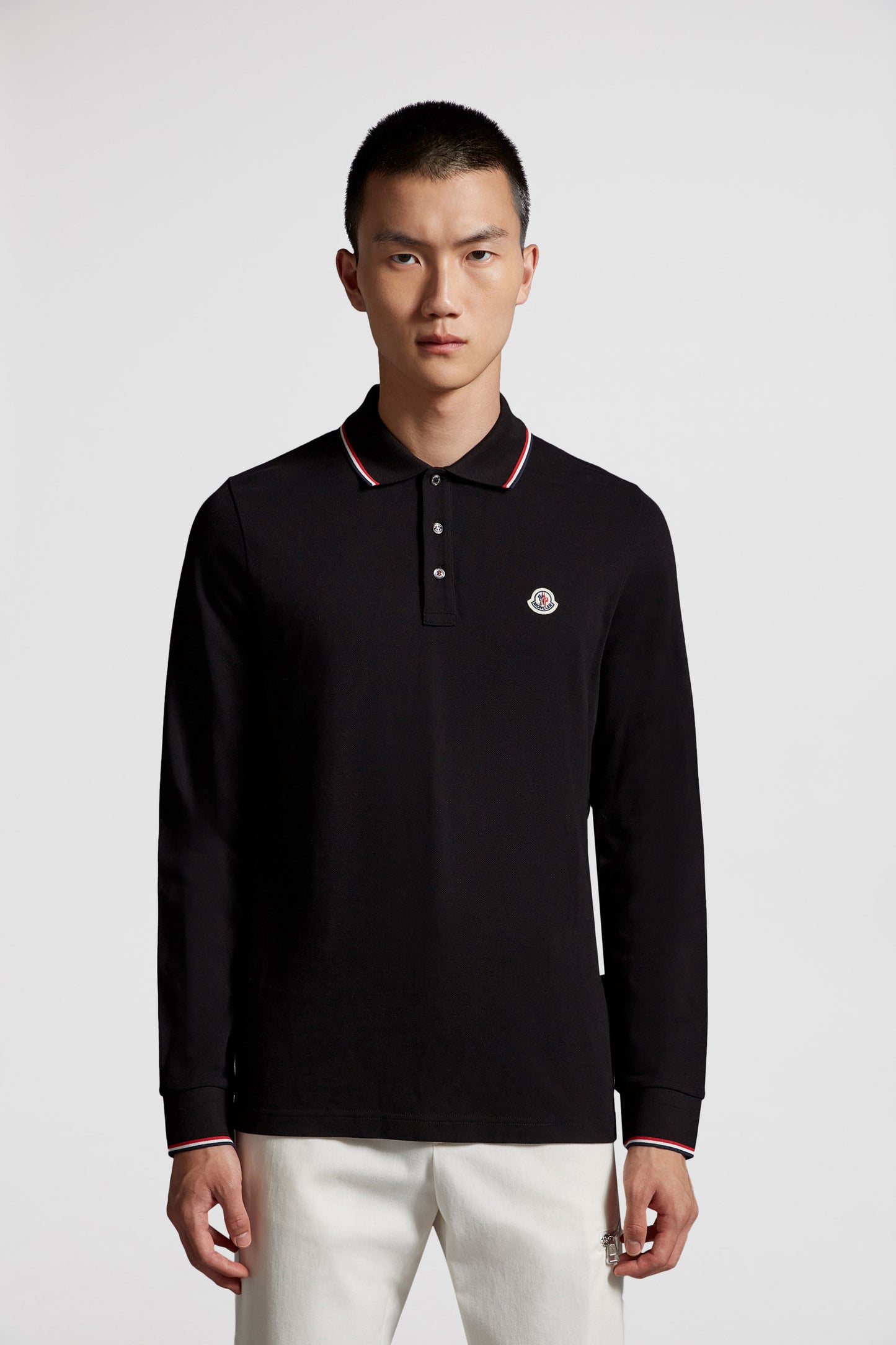 Moncler, Men's Polo, Long Sleeve Polo, Black Polo, Luxury Fashion