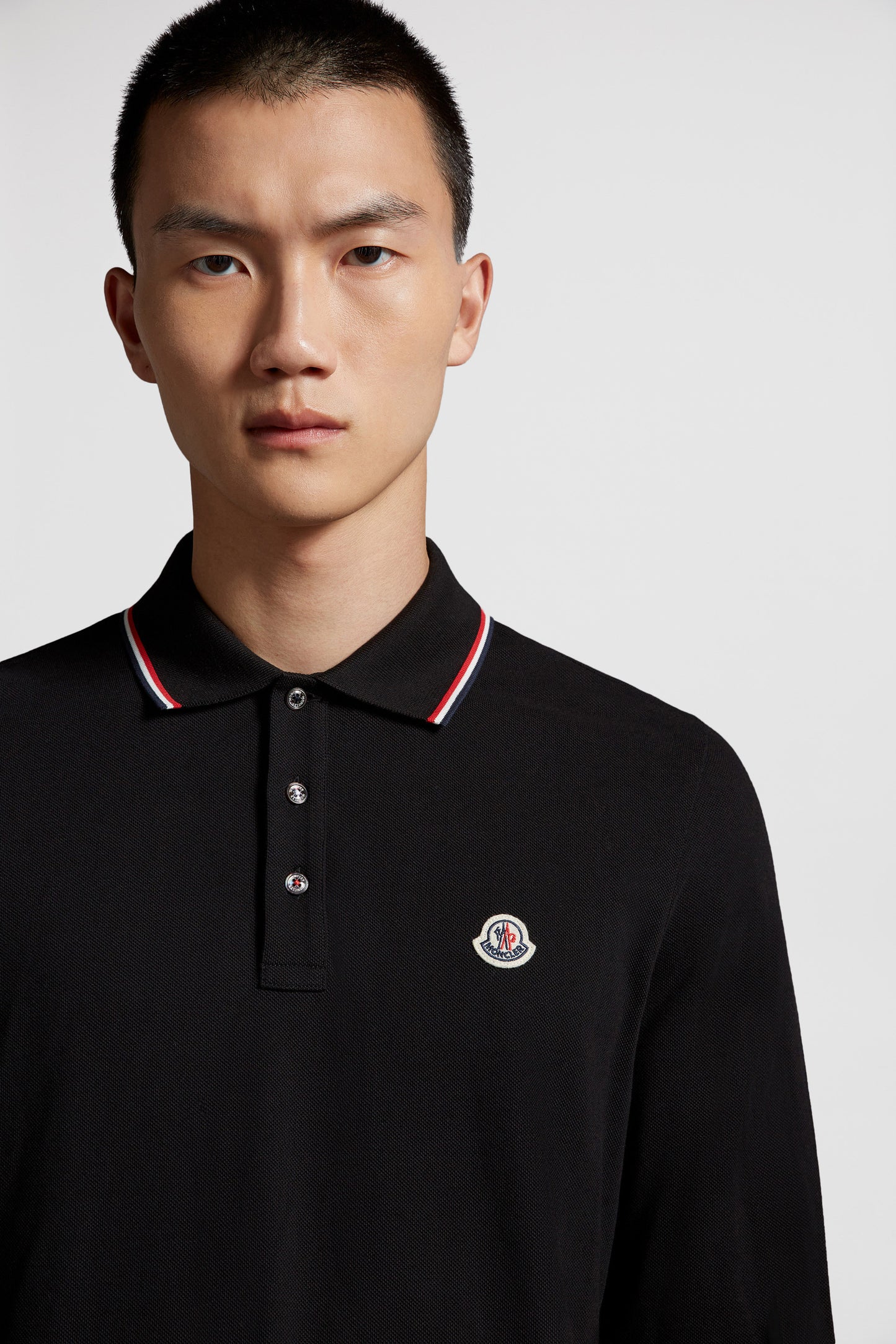 Moncler, Men's Polo, Long Sleeve Polo, Black Polo, Luxury Fashion