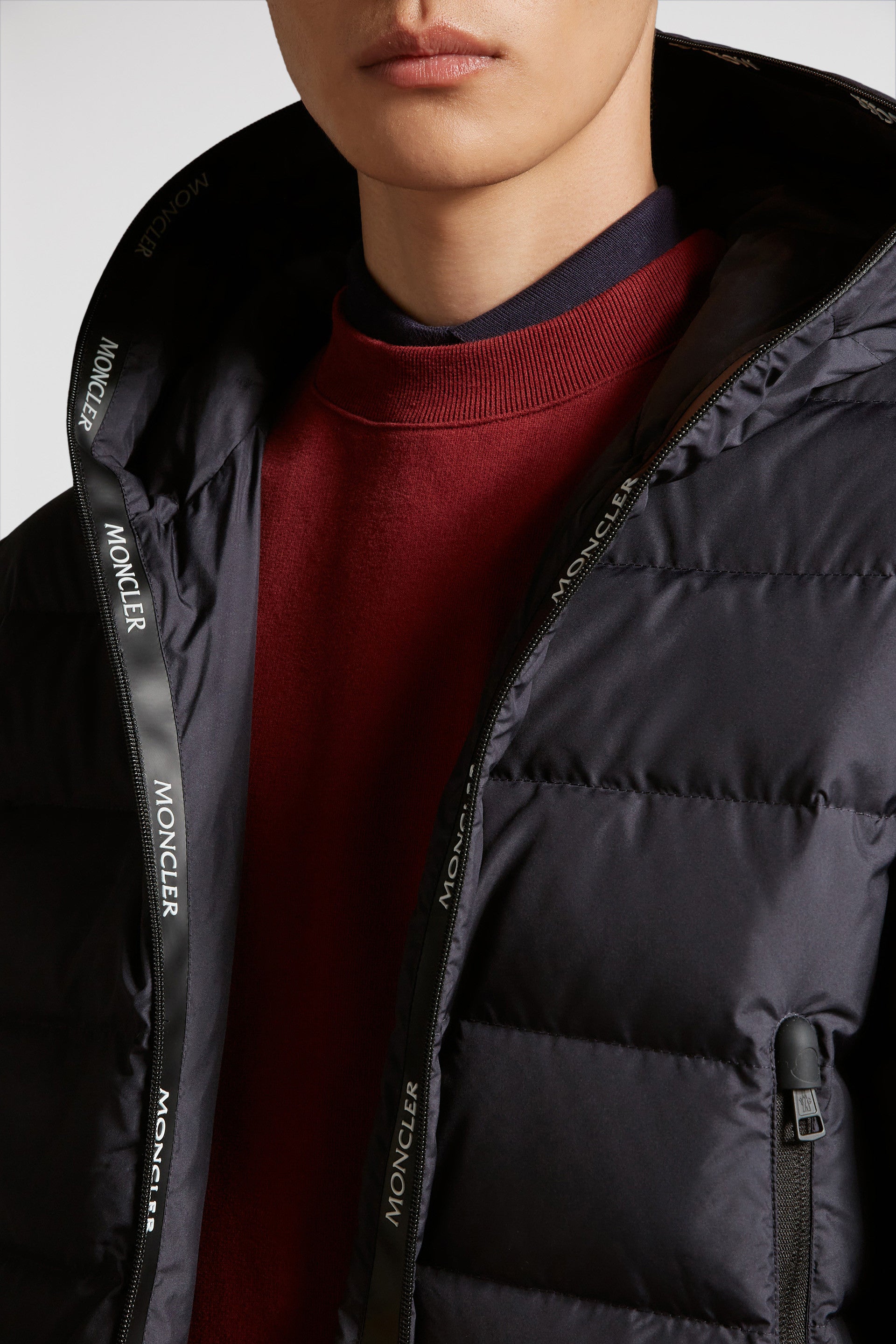 Down jacket, Chambeyron, blue nylon, luxury outerwear, Moncler